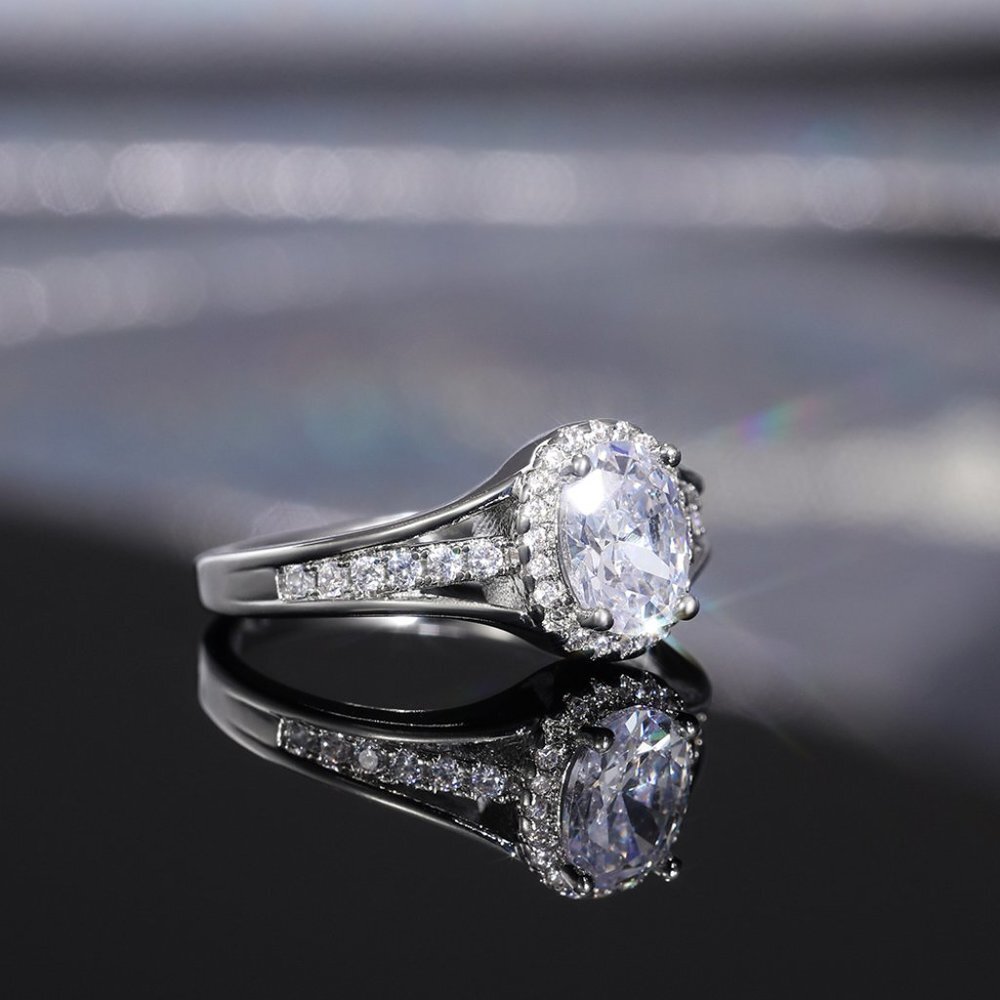 ✨Three Layer Crystal Pure Oval Zircon Wedding Clear Rings for Women, MARR9021 - Picture 3 of 6